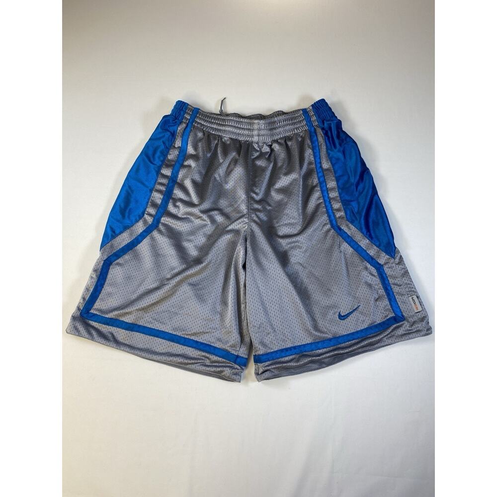 Nike Hoops Basketball Men's Shorts Size L-Silver/Blue Lined Baggie